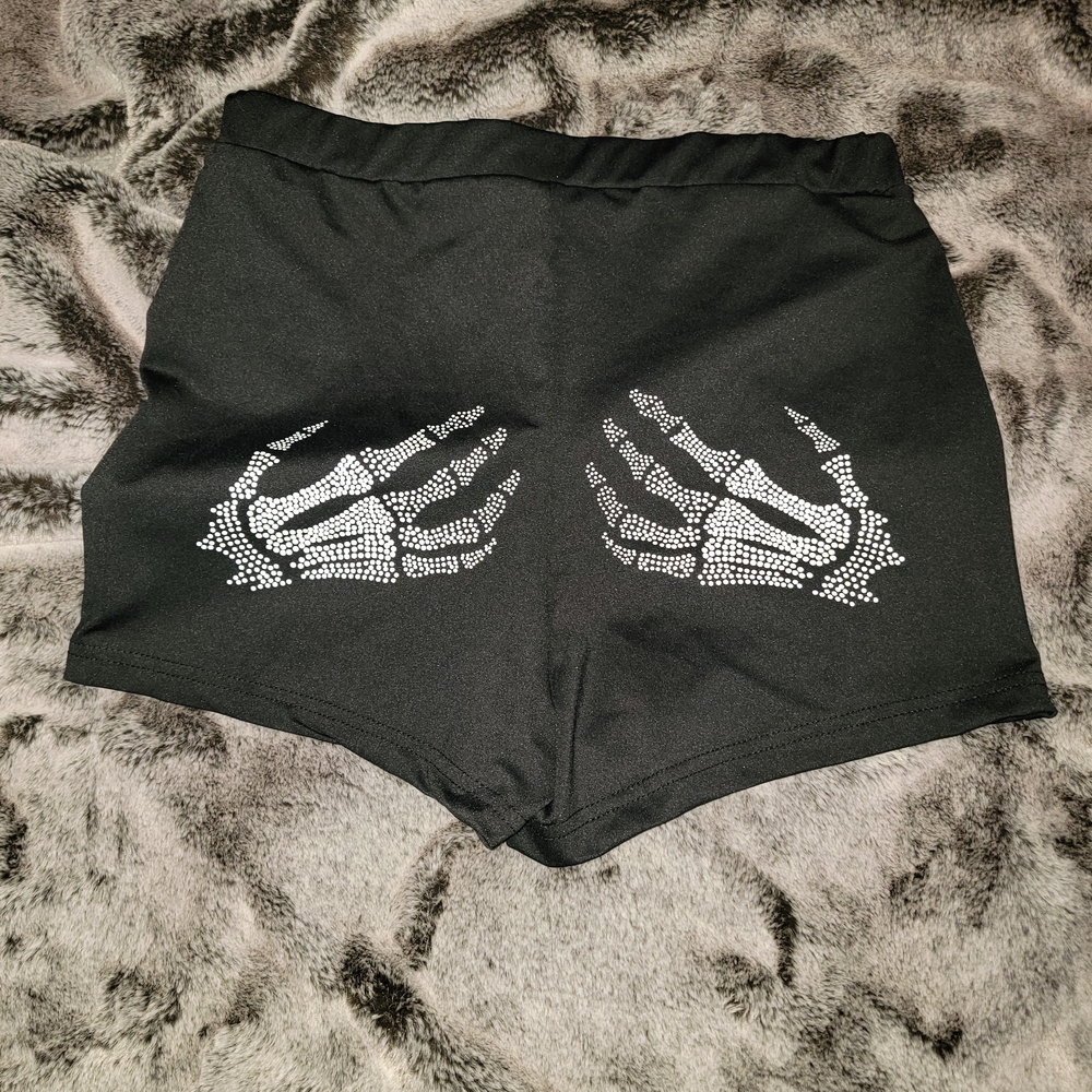 SHEIN Black Women's Shorts with Skeleton Design XS